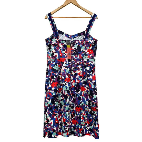 NWT Tory Burch Berdine Abstract Floral Logo Print Dress Amethyst Duriez Size 10 - Picture 5 of 10